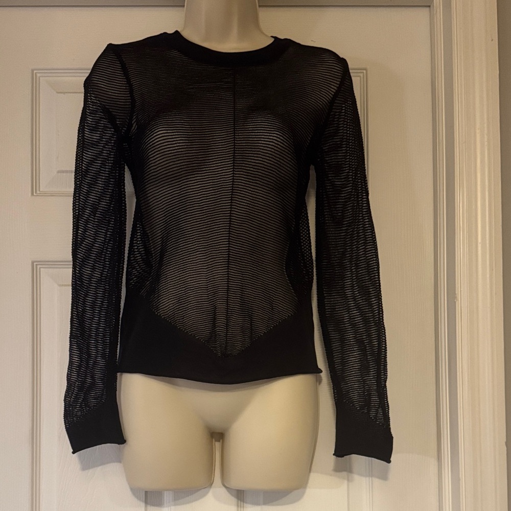 Alexander Wang Black Sheer Long Sleeve Top